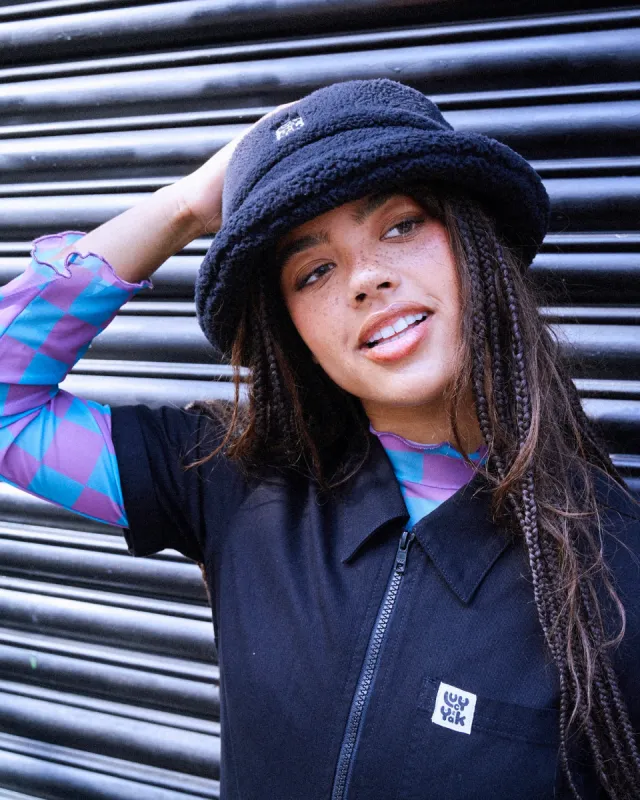 Travis - Borg Fleece Bucket Hat in Black sold by Lucy & Yak