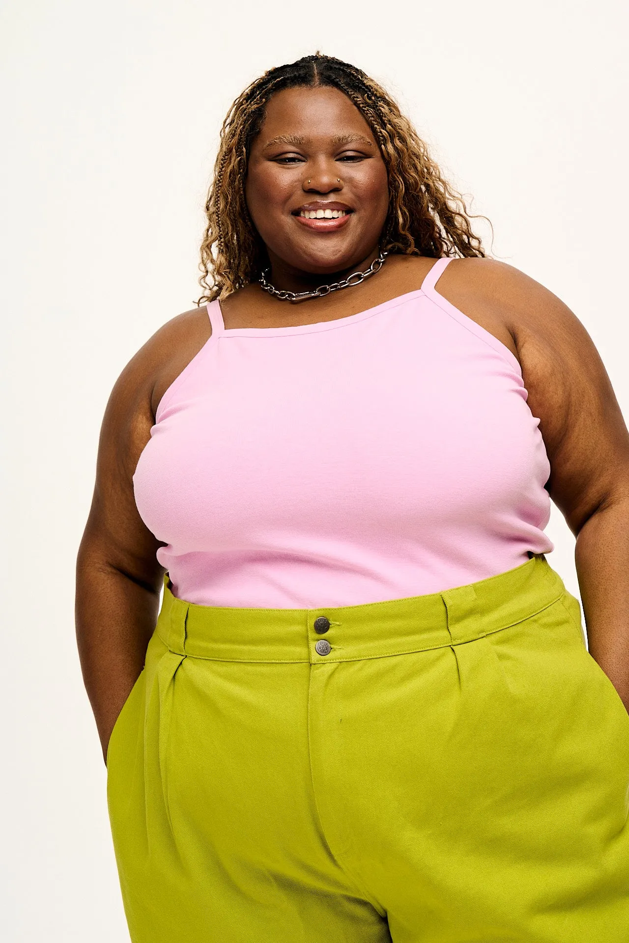 Lara - Cotton Vest Top in Pastel Pink sold by Lucy & Yak