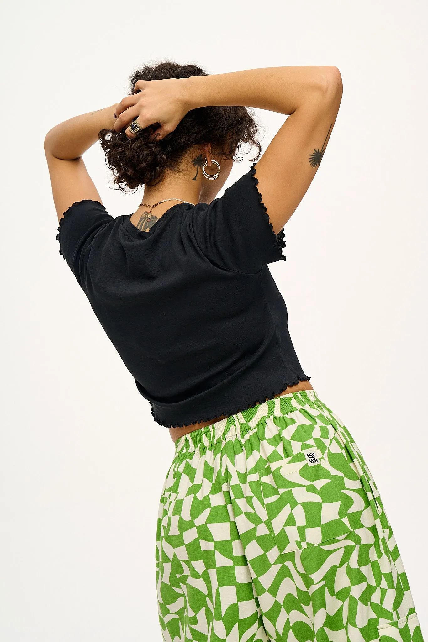 Greta - Cropped Cotton Top in Black sold by Lucy & Yak product image thumbnail 3
