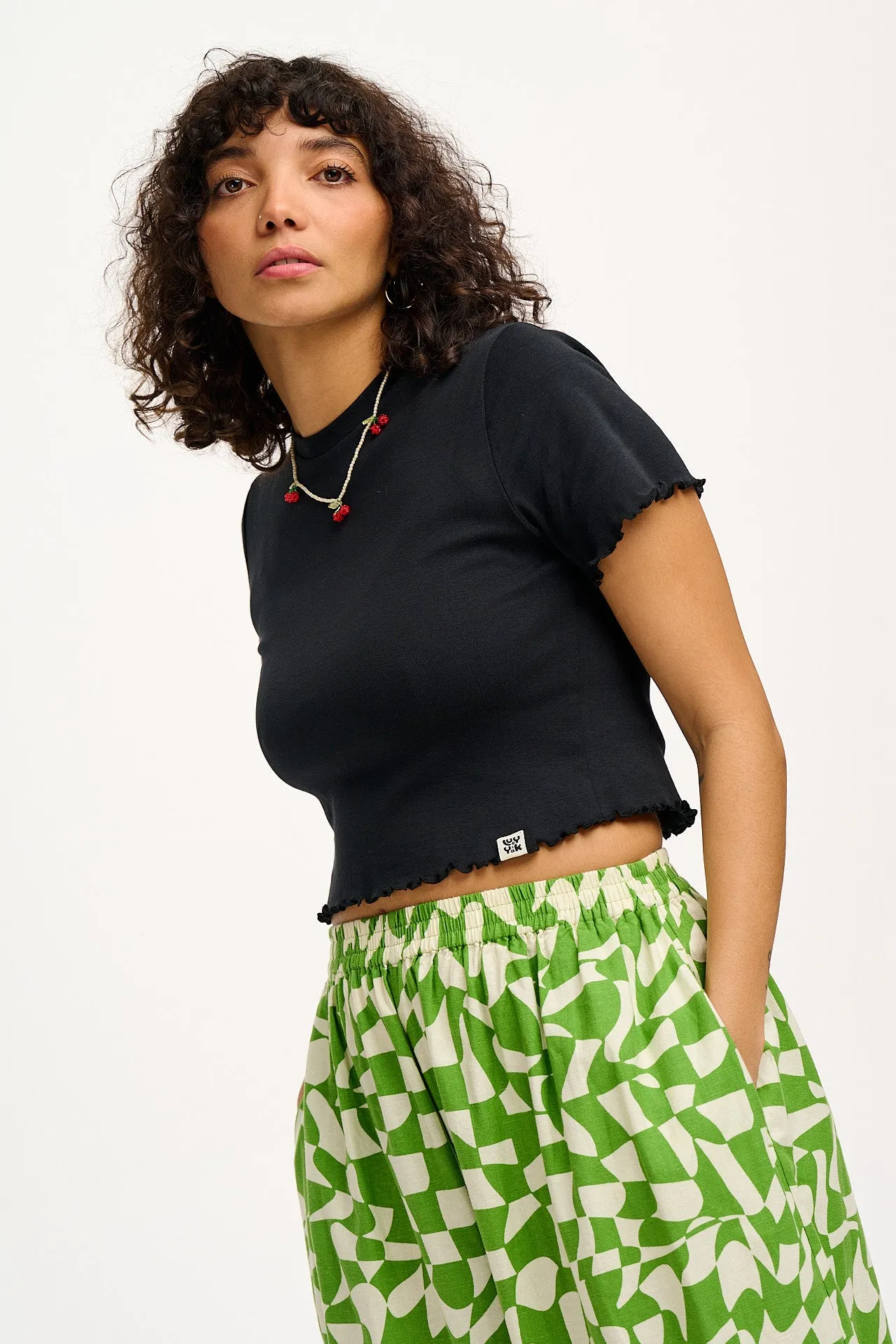 Greta - Cropped Cotton Top in Black sold by Lucy & Yak product image thumbnail 5