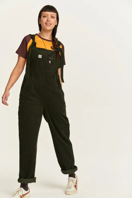 Easton - Corduroy Dungarees in Dark Olive Green sold by Lucy & Yak