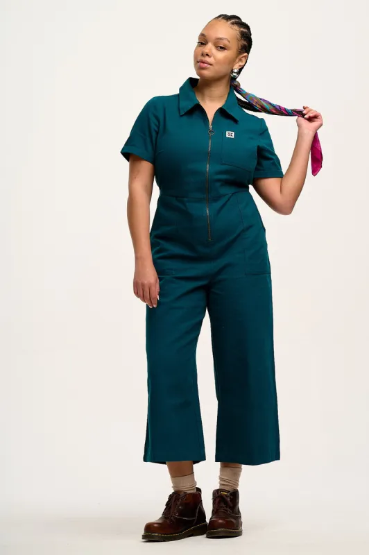 Ragan - Cotton Jumpsuit in Teal sold by Lucy & Yak