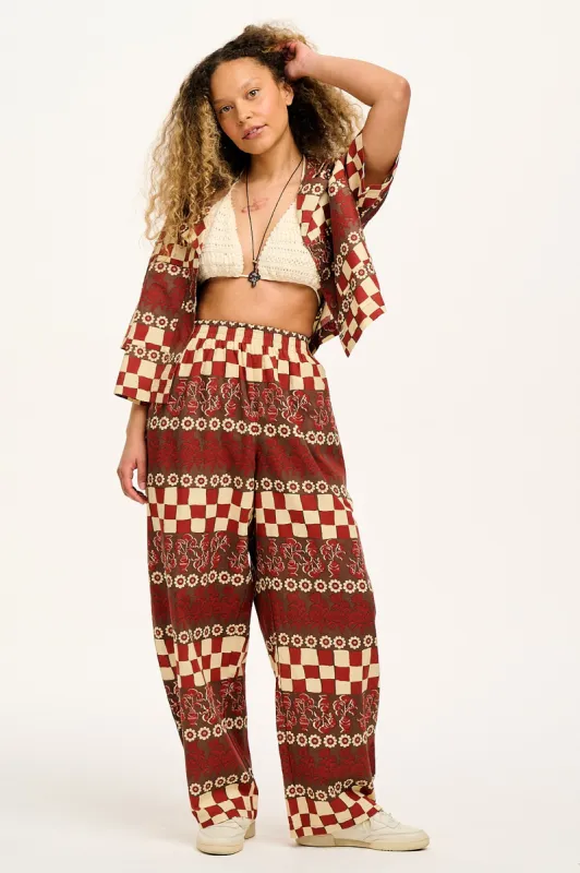 Freddie - Balloon Cotton & Linen Trousers in Rani Print sold by Lucy & Yak