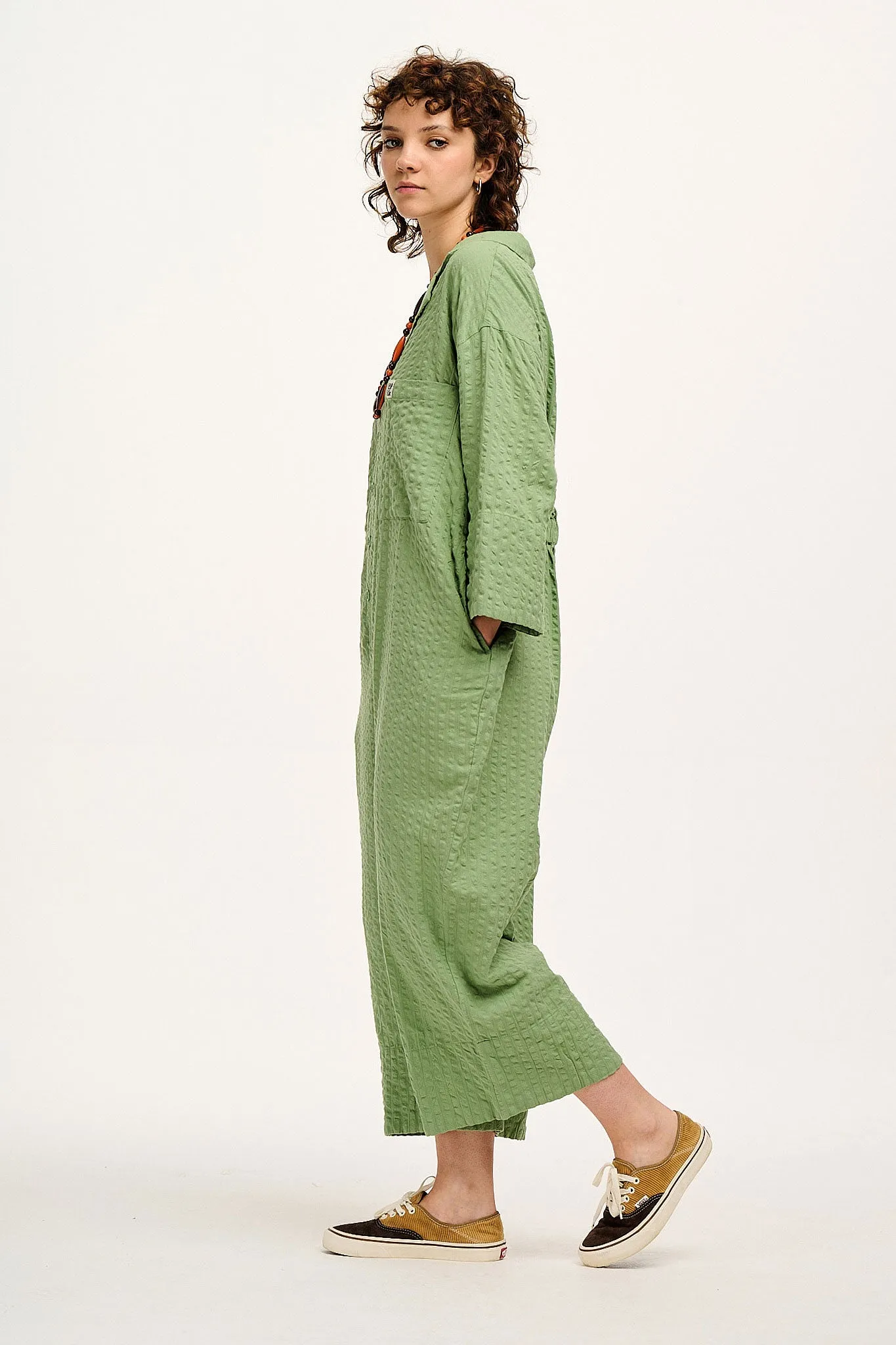 Fran - Oversized Cotton Jumpsuit in Garland Green sold by Lucy & Yak product image thumbnail 3