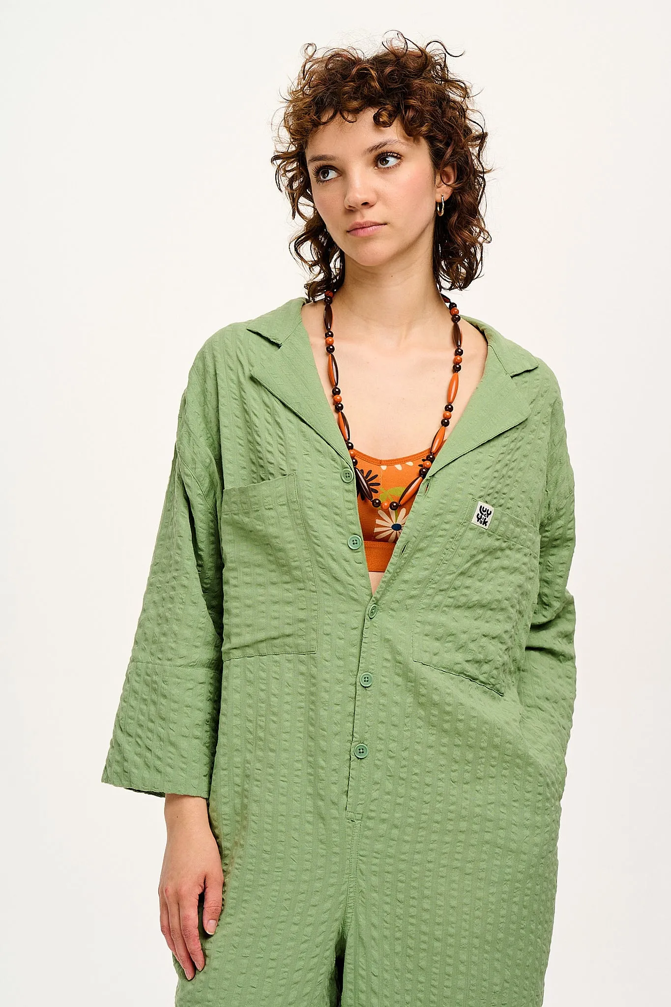 Fran - Oversized Cotton Jumpsuit in Garland Green sold by Lucy & Yak product image thumbnail 2