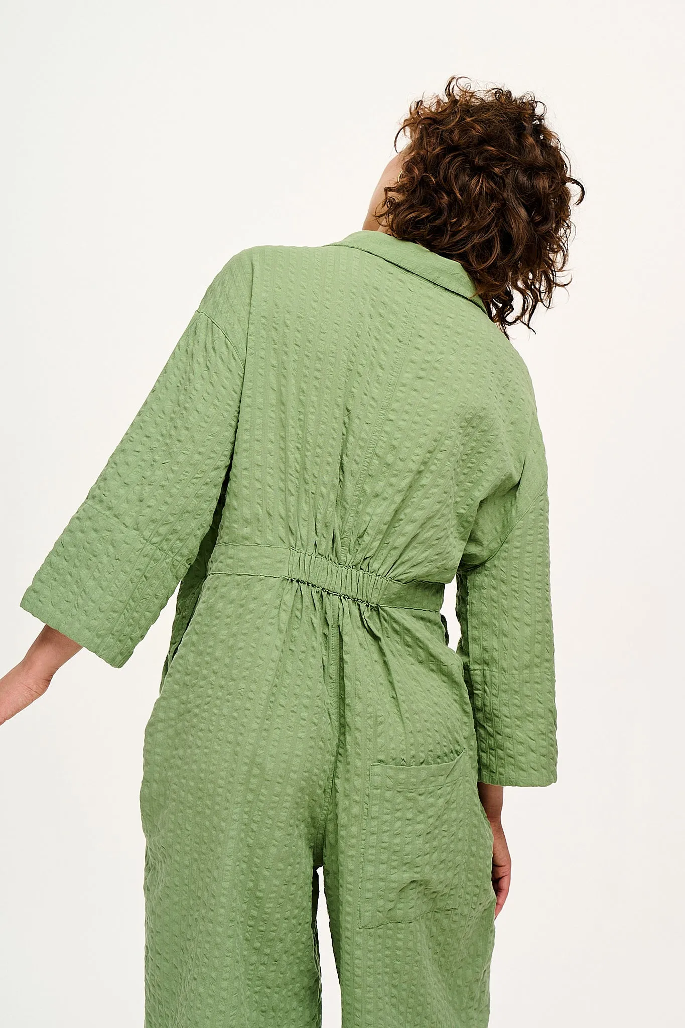 Fran - Oversized Cotton Jumpsuit in Garland Green sold by Lucy & Yak product image thumbnail 4