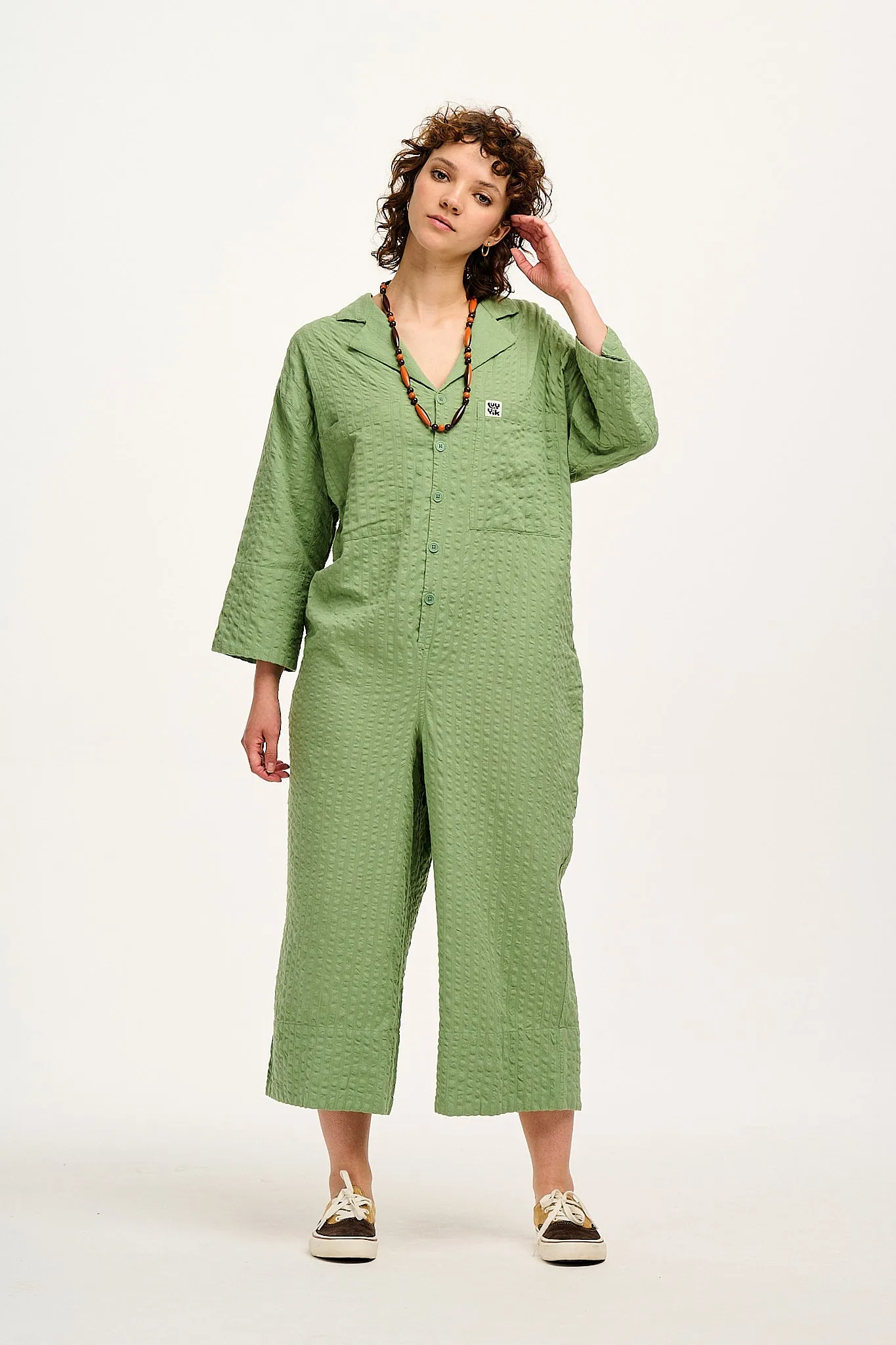 Fran - Oversized Cotton Jumpsuit in Garland Green sold by Lucy & Yak product image thumbnail 5