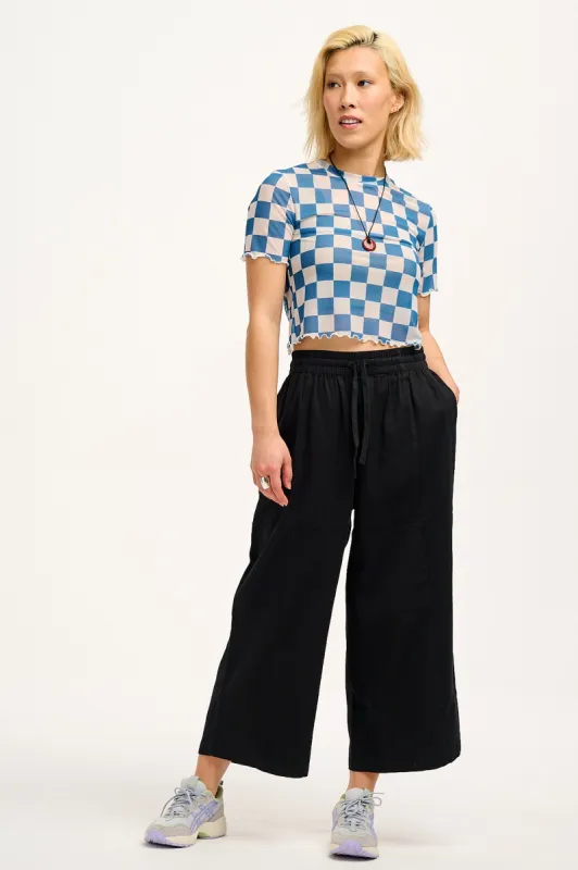 Chuck - Wide Leg Cotton Trousers in Black sold by Lucy & Yak