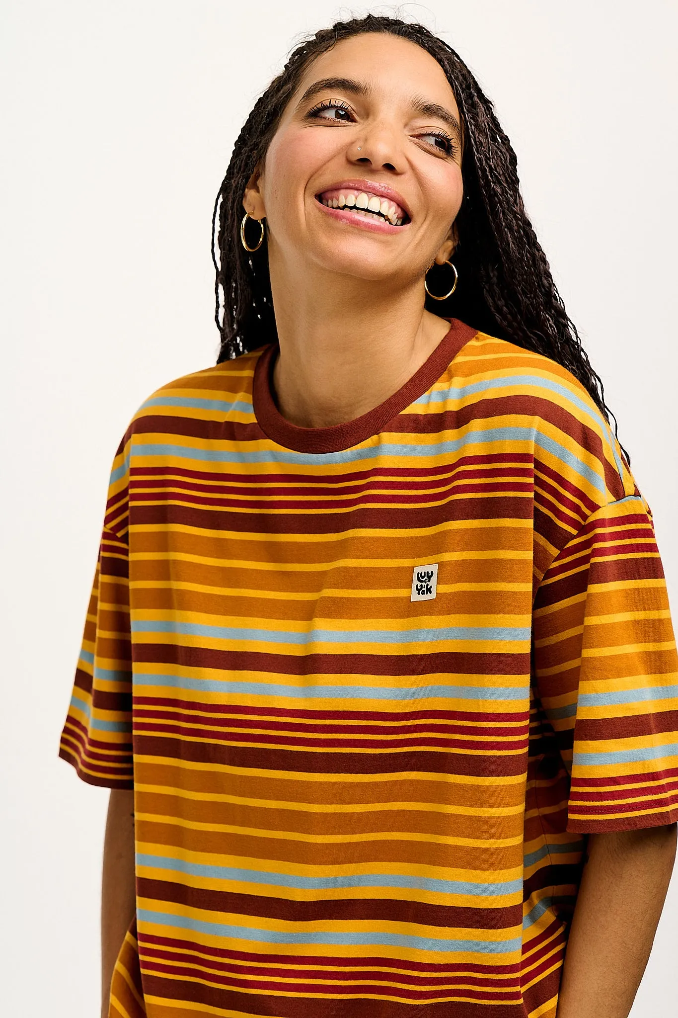 Benny - Oversized Cotton Tee in 70's Stripe sold by Lucy & Yak product image thumbnail 2