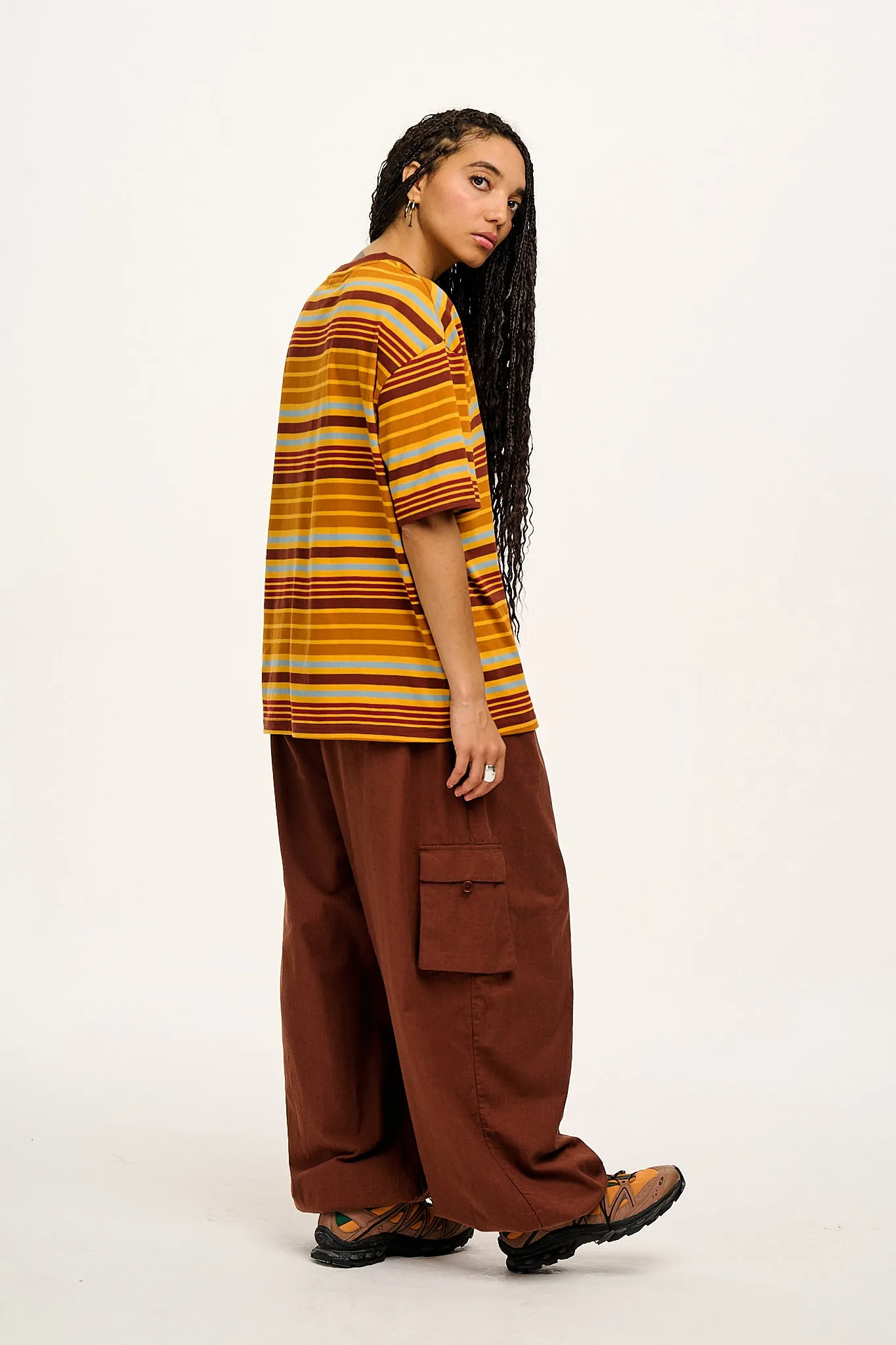 Benny - Oversized Cotton Tee in 70's Stripe sold by Lucy & Yak product image thumbnail 4