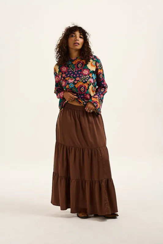 Brie Maxi Skirt: TENCEL™ Lyocell - Oak Brown sold by Lucy & Yak