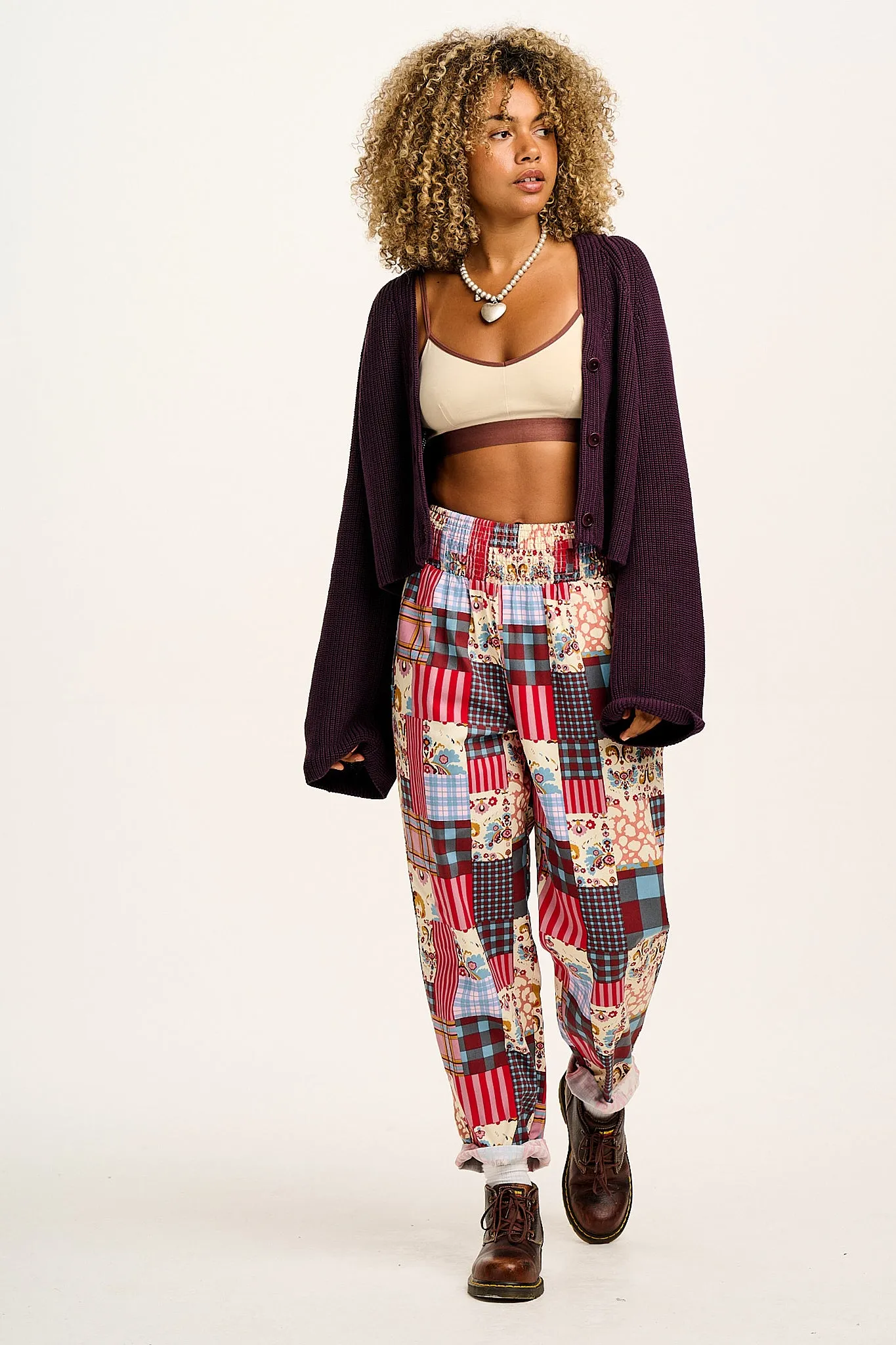 Alexa - Cotton Trousers in Donita Patchwork sold by Lucy & Yak