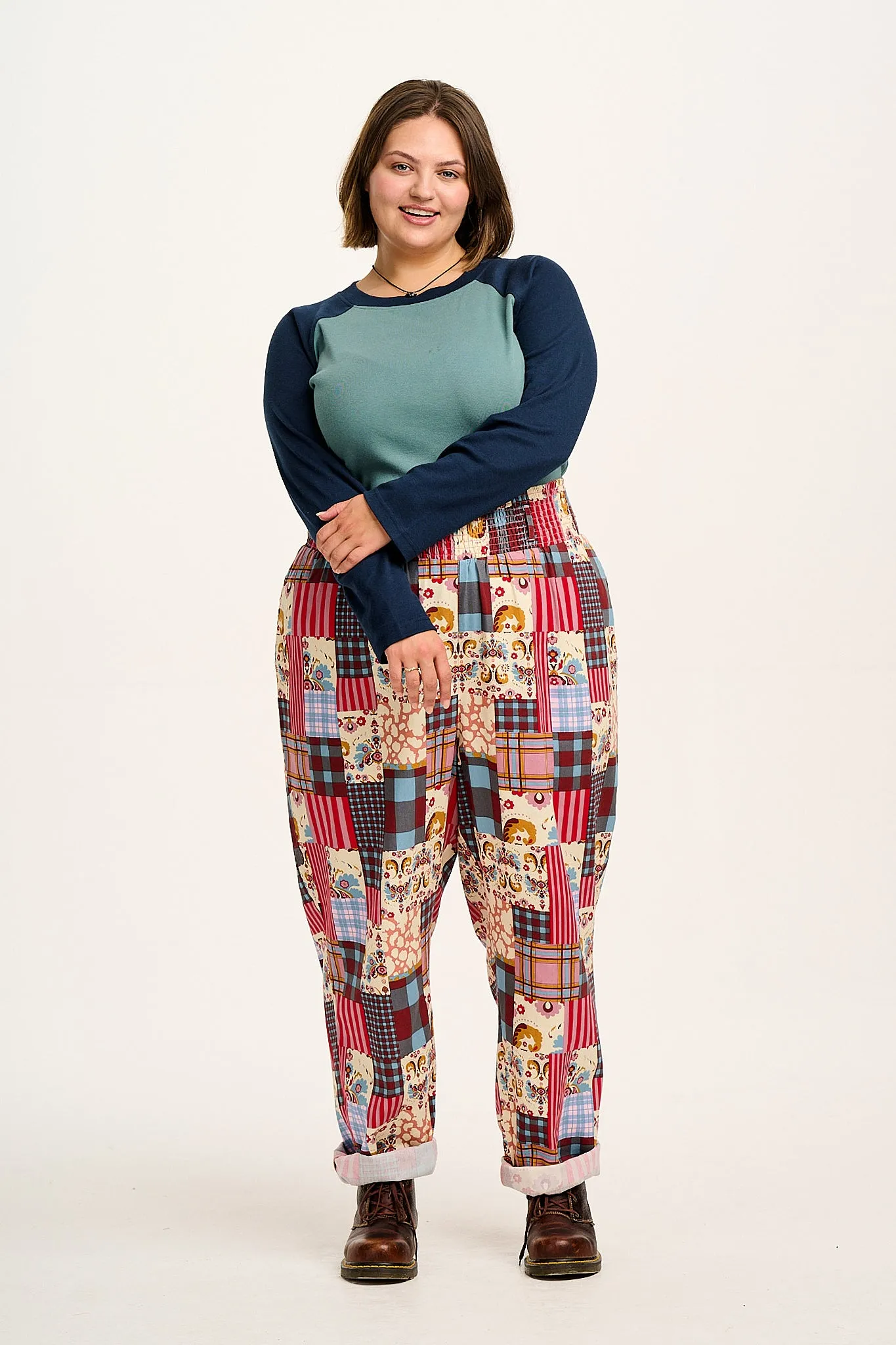 Alexa - Cotton Trousers in Donita Patchwork sold by Lucy & Yak product image thumbnail 5