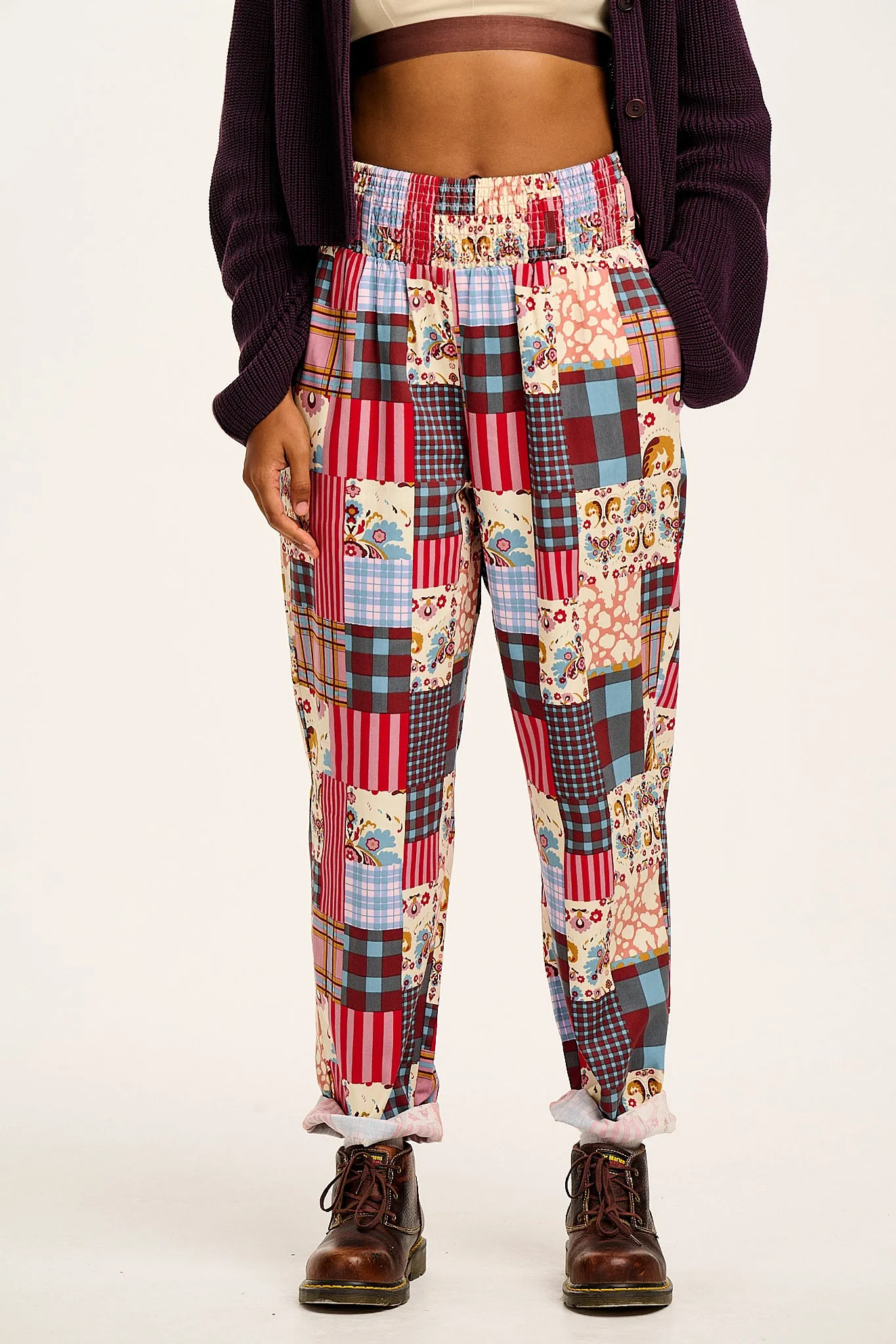 Alexa - Cotton Trousers in Donita Patchwork sold by Lucy & Yak product image thumbnail 2