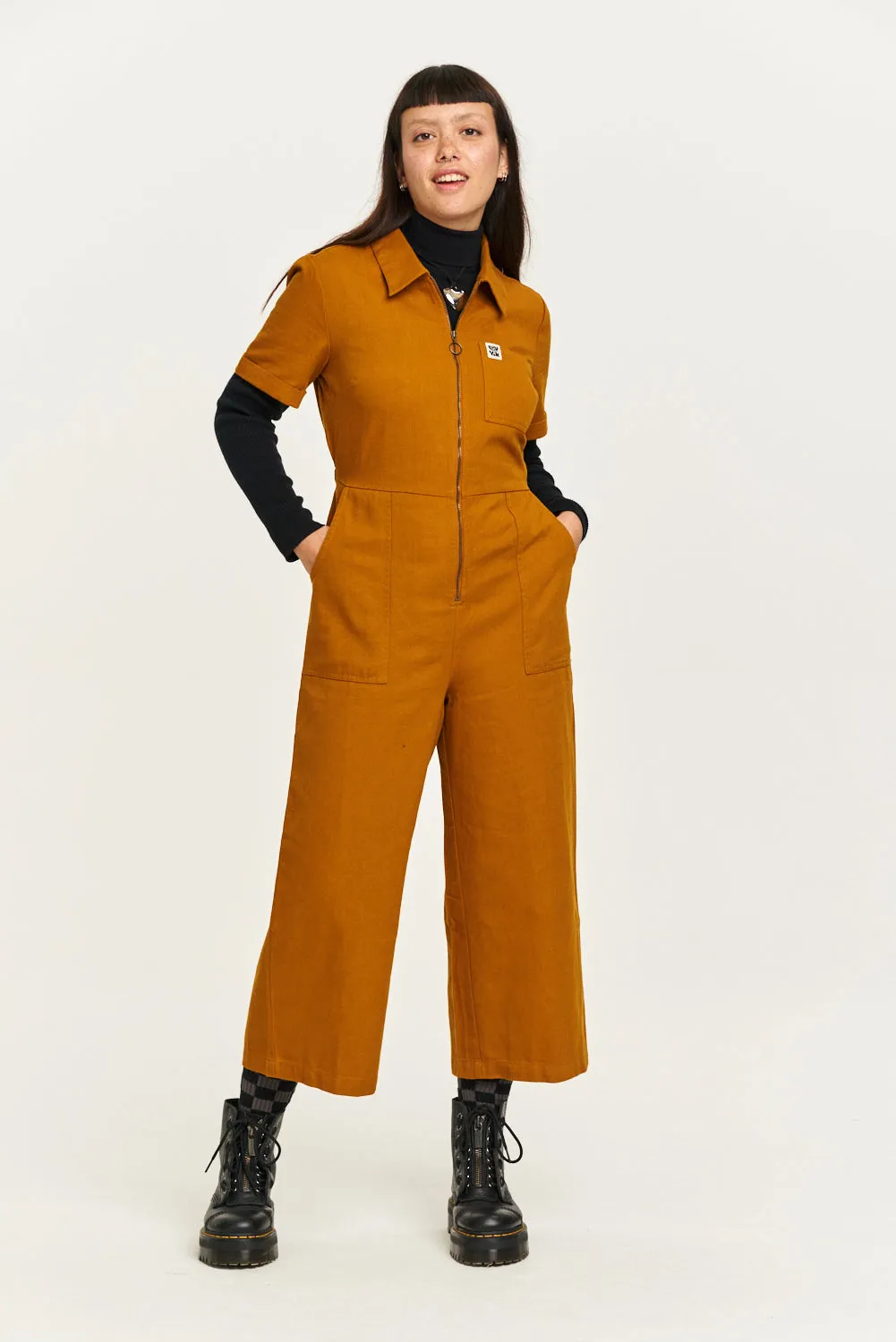 Ragan - Cotton Jumpsuit in Mustard sold by Lucy & Yak product image thumbnail 5