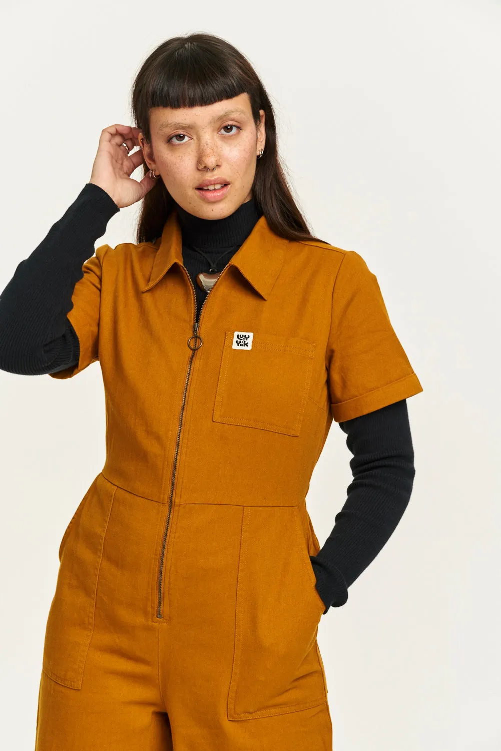 Ragan - Cotton Jumpsuit in Mustard sold by Lucy & Yak product image thumbnail 2