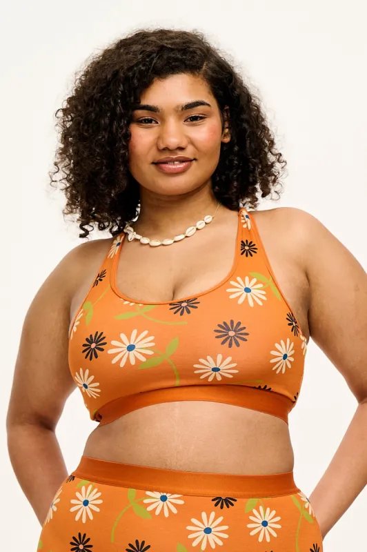 Iona - Racer Back Cotton & Bamboo Crop Top in Veronica Print sold by Lucy & Yak