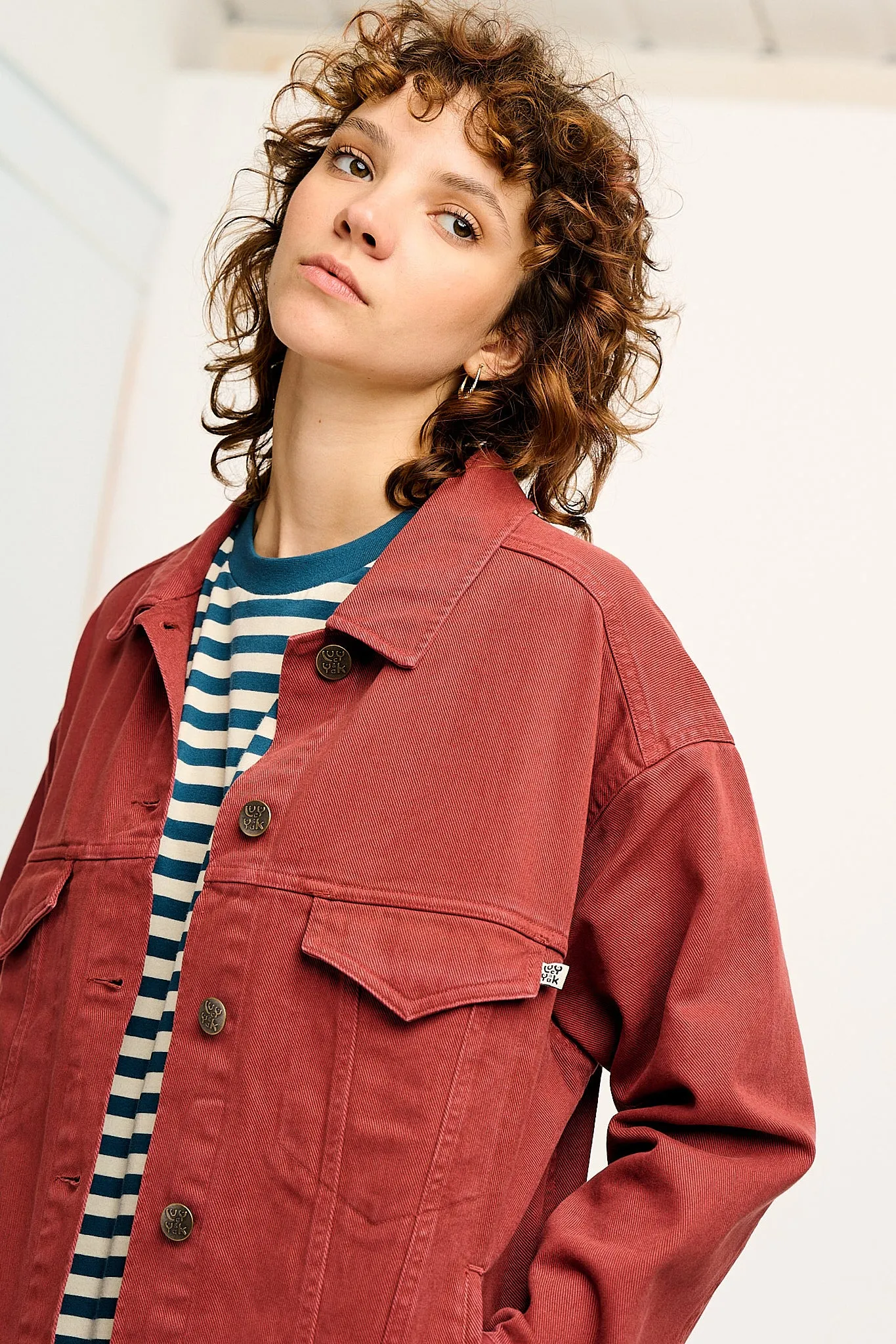 Callaway - Trucker Cotton Jacket in Red Saffron sold by Lucy & Yak product image thumbnail 3