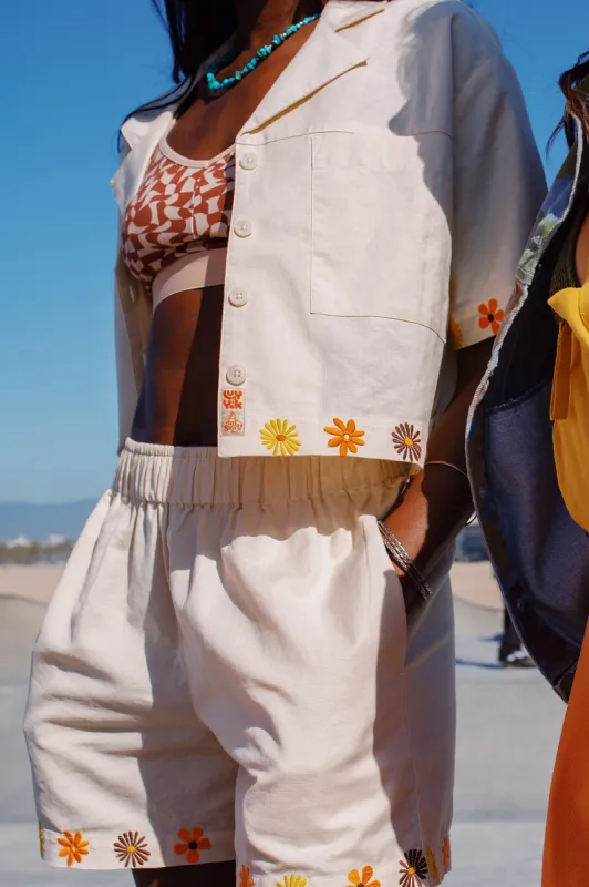 Alfie - Cotton & Linen Shirt with Amber Embroidery sold by Lucy & Yak