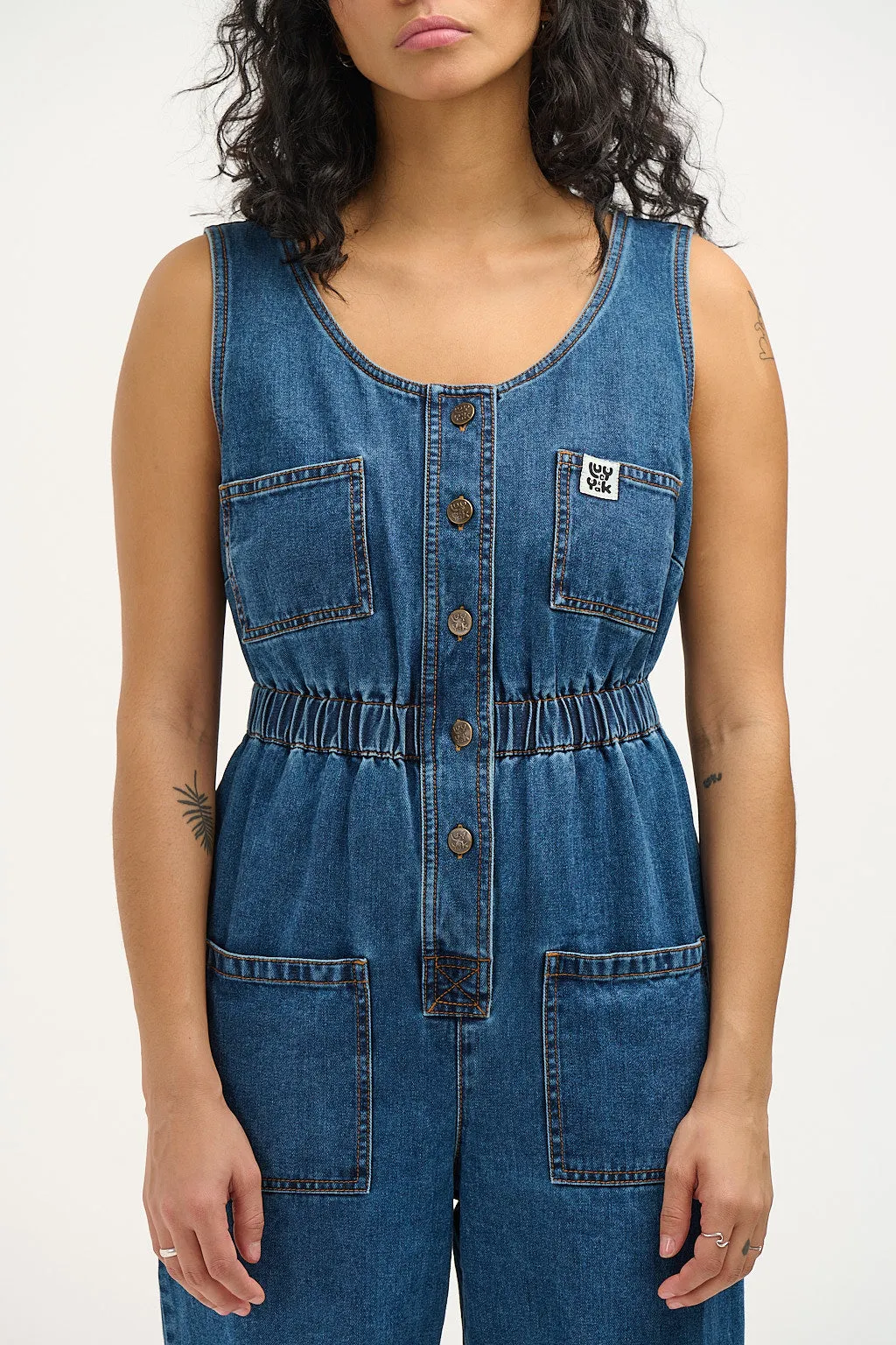 Juni - Denim Jumpsuit in Mid Wash Blue sold by Lucy & Yak product image thumbnail 2
