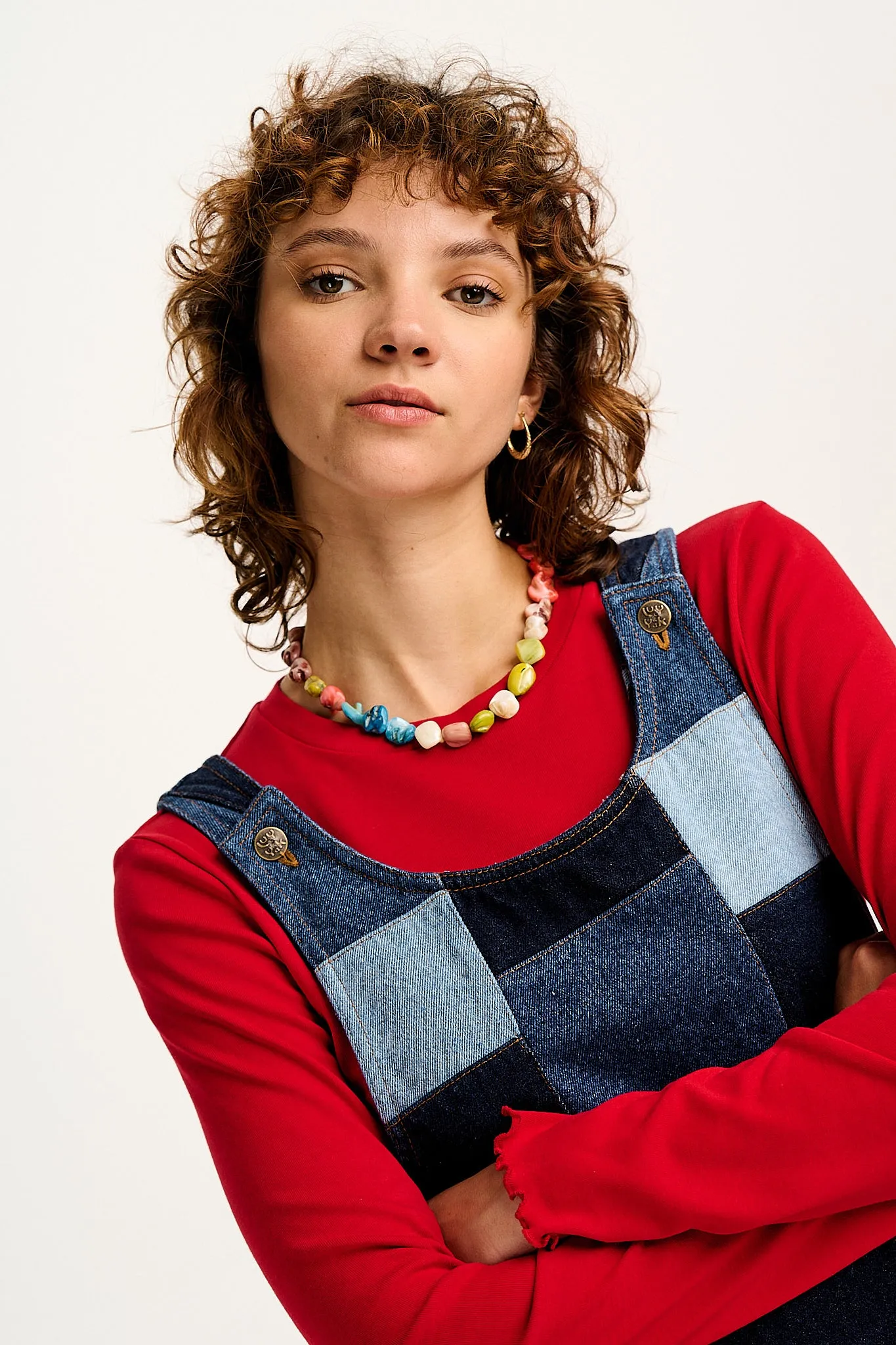 Layla - Mini Denim Dress in Paige Patchwork Print sold by Lucy & Yak product image thumbnail 5