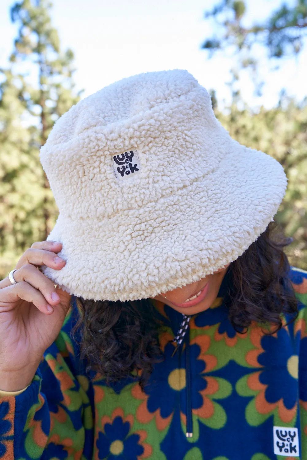 Travis - Borg Fleece Bucket Hat in Cream sold by Lucy & Yak product image thumbnail 2