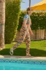 Original - Twill Dungarees in Onda Oranges Print sold by Lucy & Yak