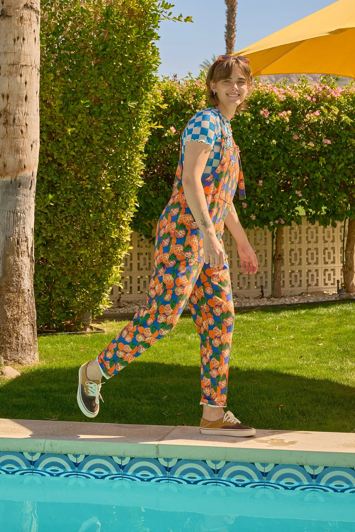 Original - Twill Dungarees in Onda Oranges Print sold by Lucy & Yak product image thumbnail 5