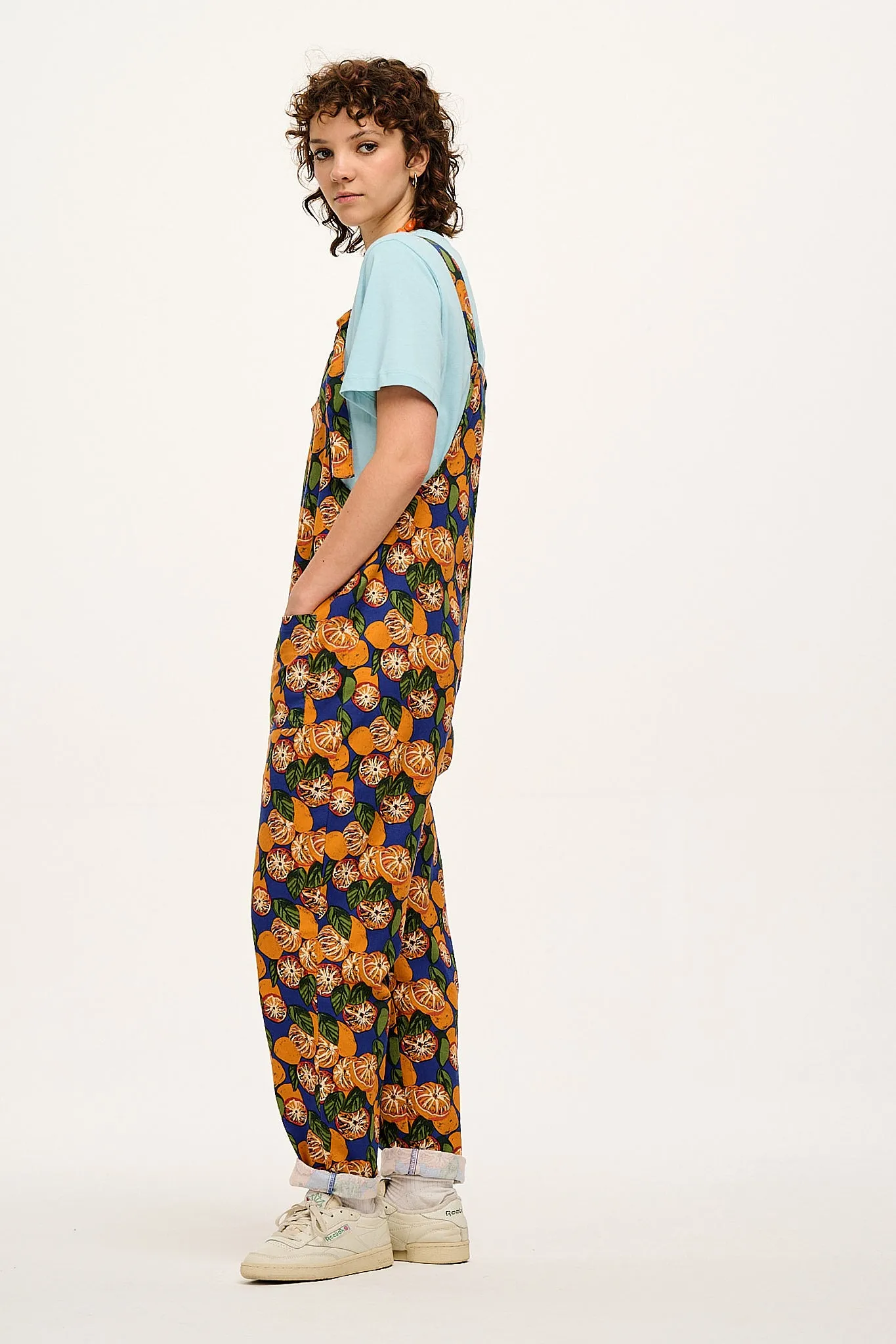 Original - Twill Dungarees in Onda Oranges Print sold by Lucy & Yak product image thumbnail 3