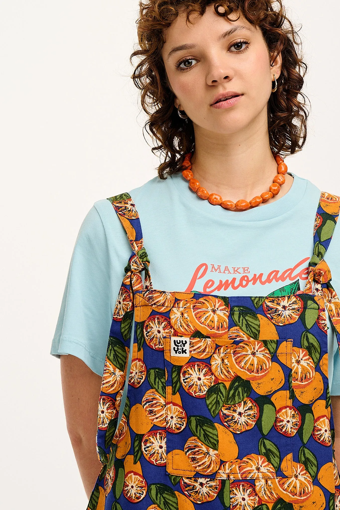 Original - Twill Dungarees in Onda Oranges Print sold by Lucy & Yak product image thumbnail 2