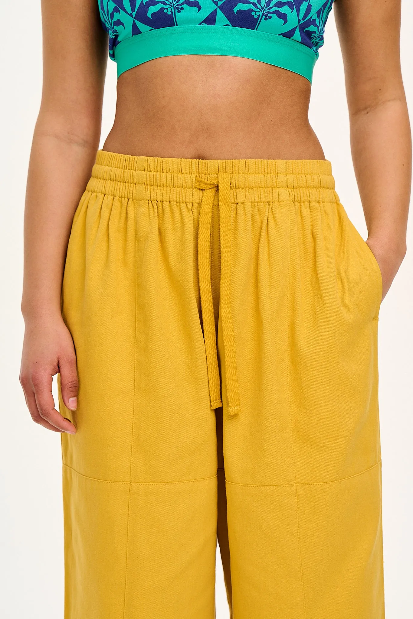 Chuck - Wide Leg Cotton Trousers in Pollen Yellow sold by Lucy & Yak product image thumbnail 5
