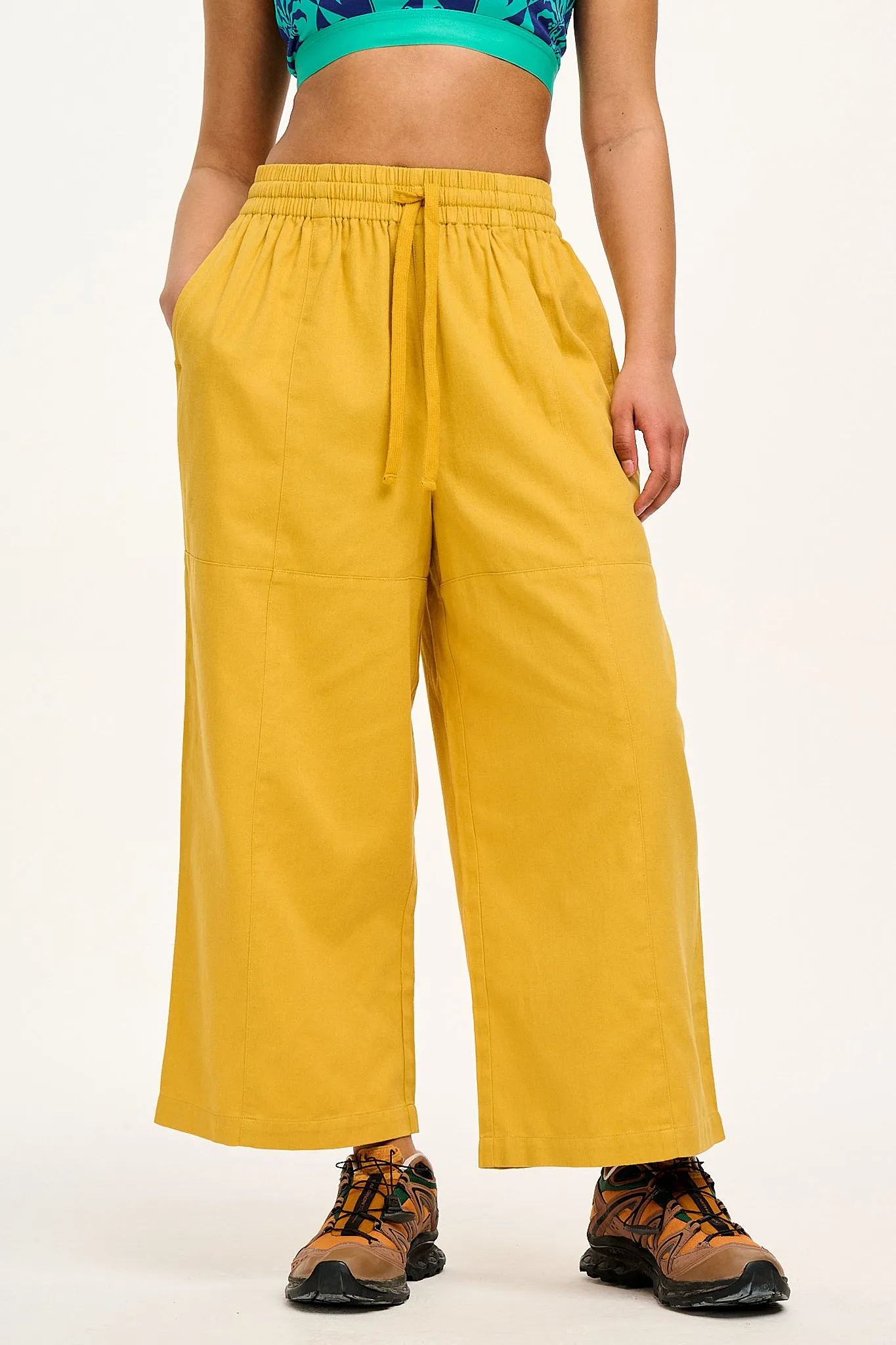 Chuck - Wide Leg Cotton Trousers in Pollen Yellow sold by Lucy & Yak product image thumbnail 2