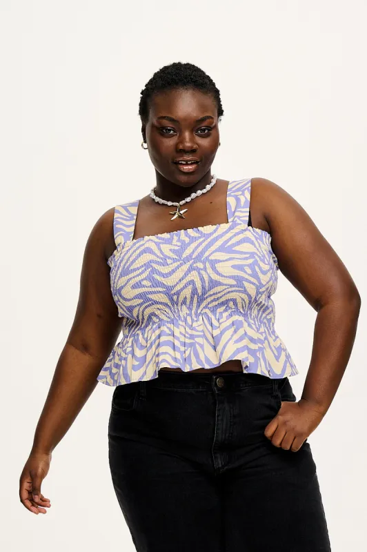 Daisy - Shirred Cotton Top in Zendaya Print sold by Lucy & Yak