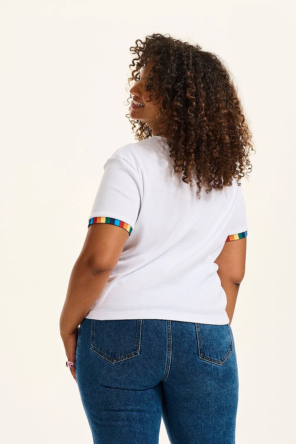 Maya - Cotton Tee in White Rainbow Print sold by Lucy & Yak product image thumbnail 4