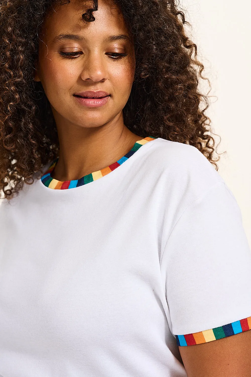 Maya - Cotton Tee in White Rainbow Print sold by Lucy & Yak product image thumbnail 2