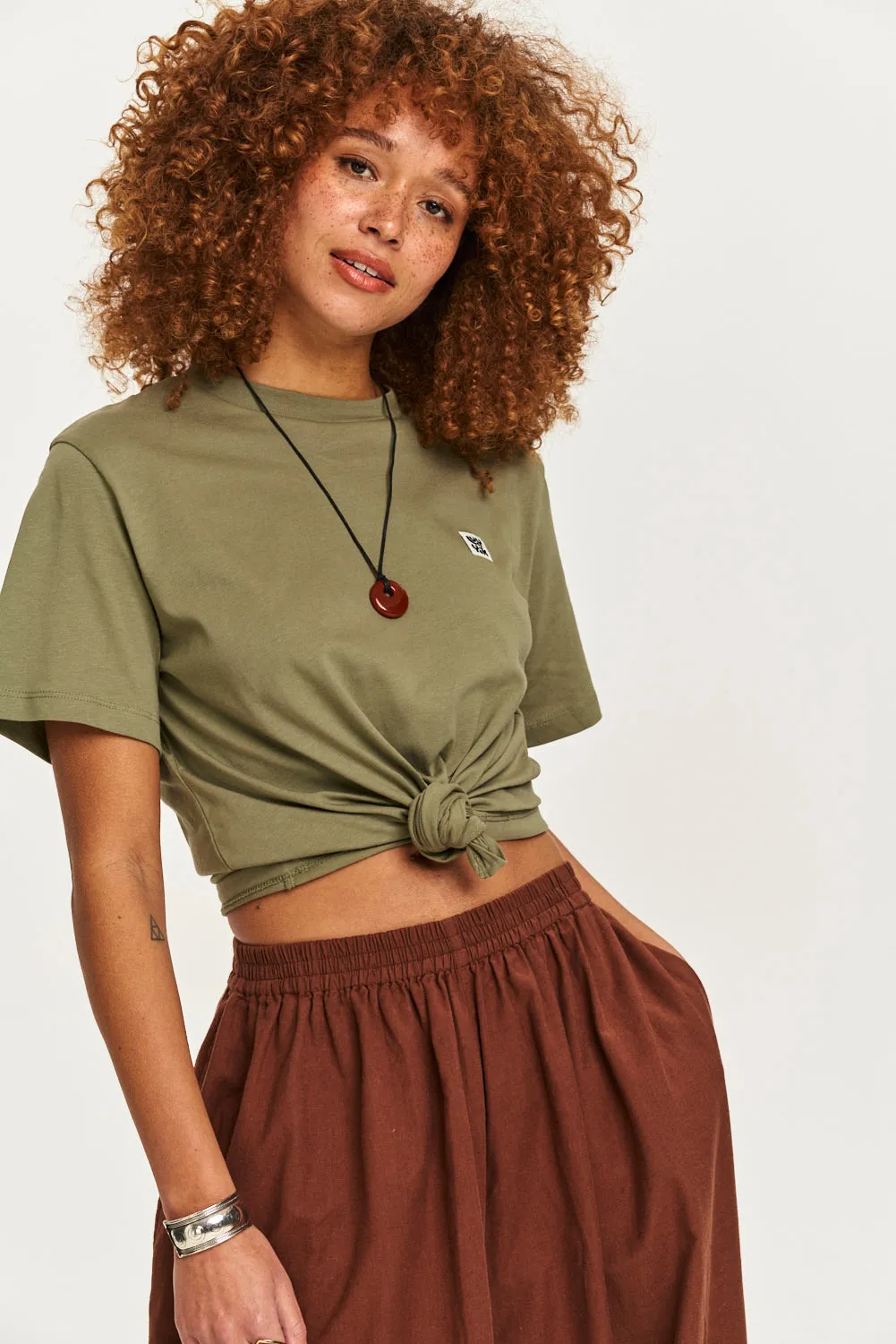 Denver - Cotton Tee in Khaki sold by Lucy & Yak product image thumbnail 2
