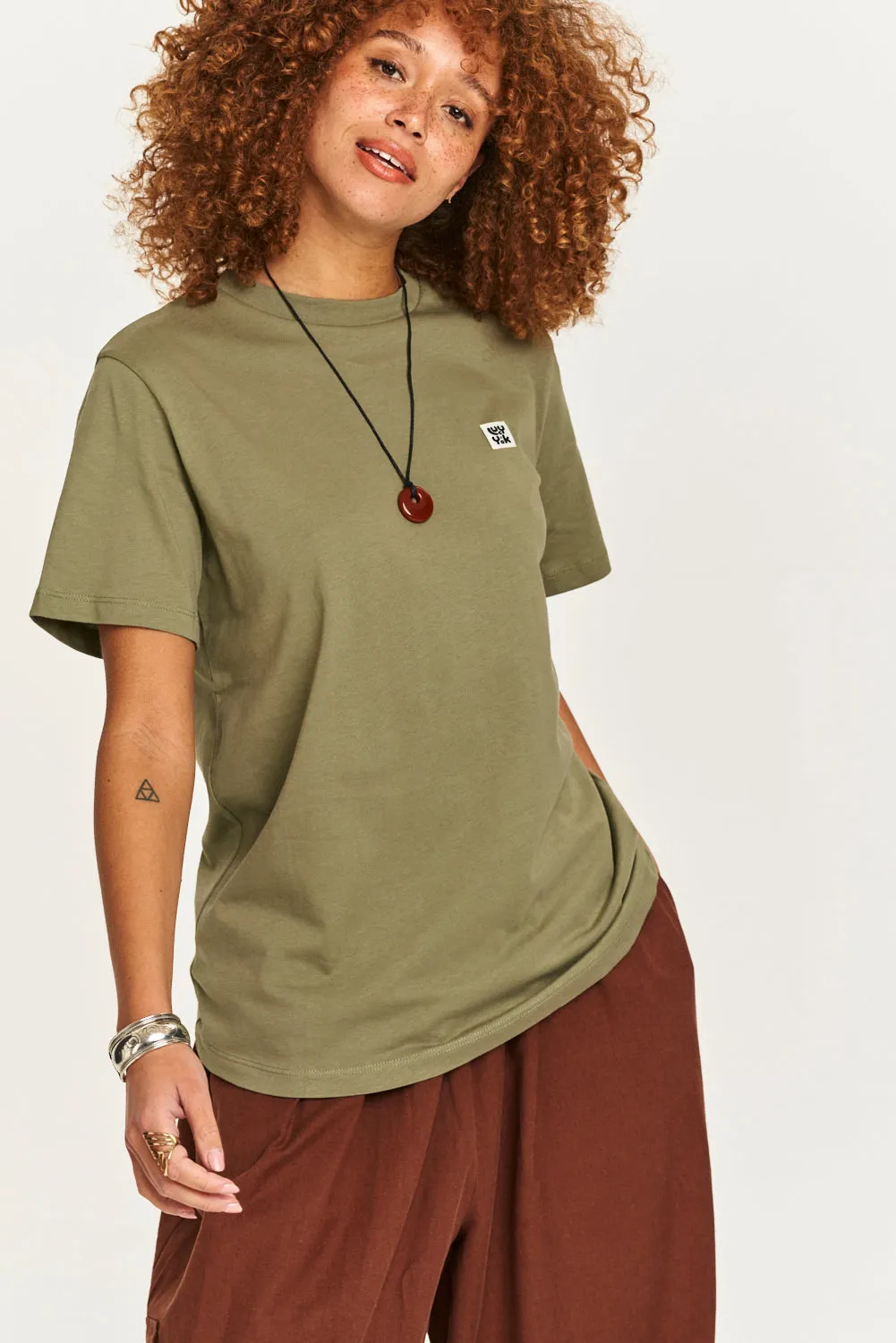 Denver - Cotton Tee in Khaki sold by Lucy & Yak