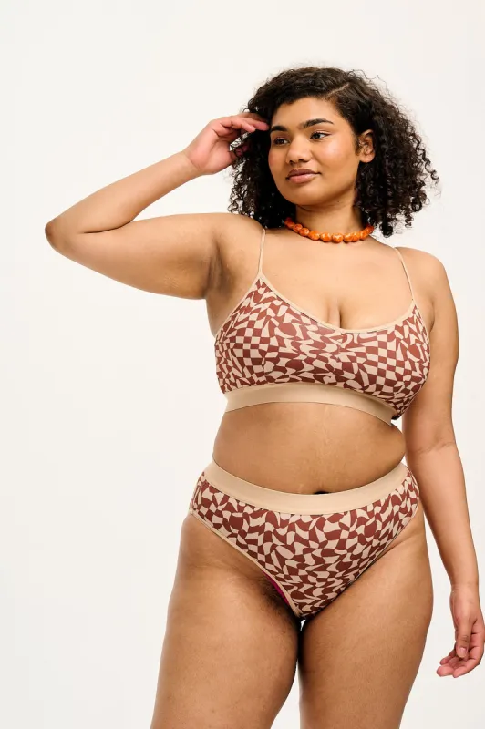 Cora - Cotton & Bamboo Bikini Pant in Amara Grid Print sold by Lucy & Yak