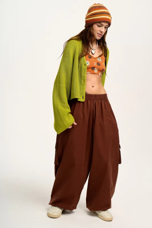 Rumi - Cargo Cotton Trousers in Cappuccino sold by Lucy & Yak