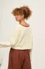 Roberta - Long Sleeve Waffle Cotton Tee in Ecru sold by Lucy & Yak