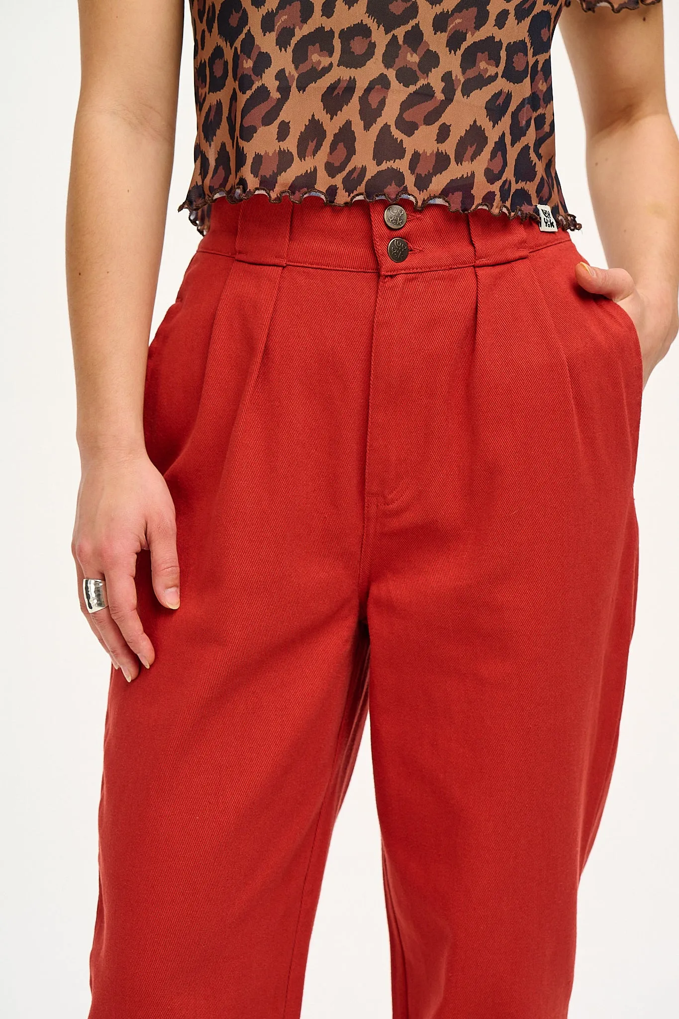 Addison - Tapered Twill Trousers in Bossanova Red sold by Lucy & Yak product image thumbnail 3