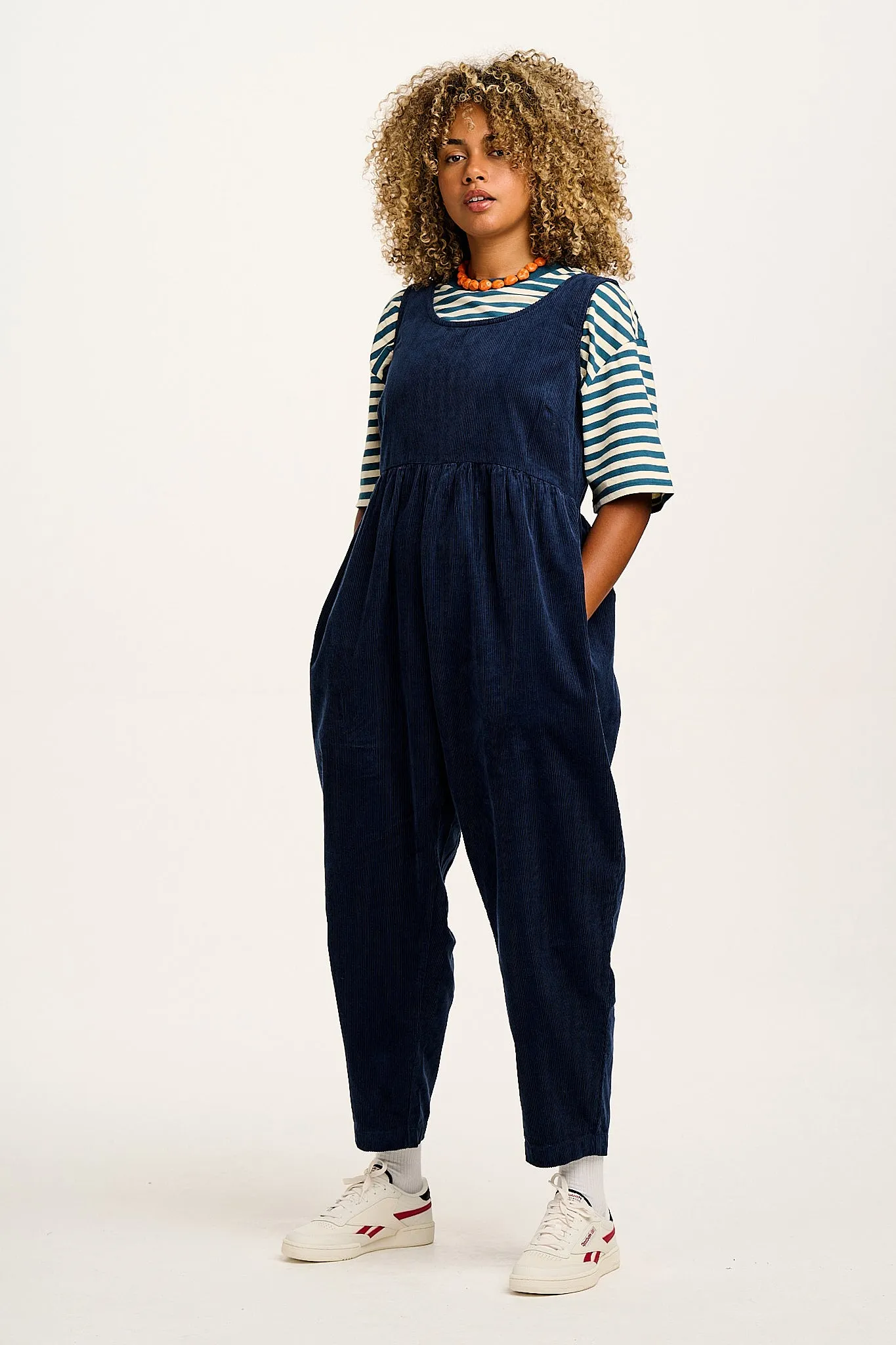 Bowie - Sleeveless Corduroy Jumpsuit in Varsity Blue sold by Lucy & Yak