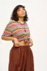 Benny - Oversized Cotton Tee in Rainbow & Ecru Stripe sold by Lucy & Yak