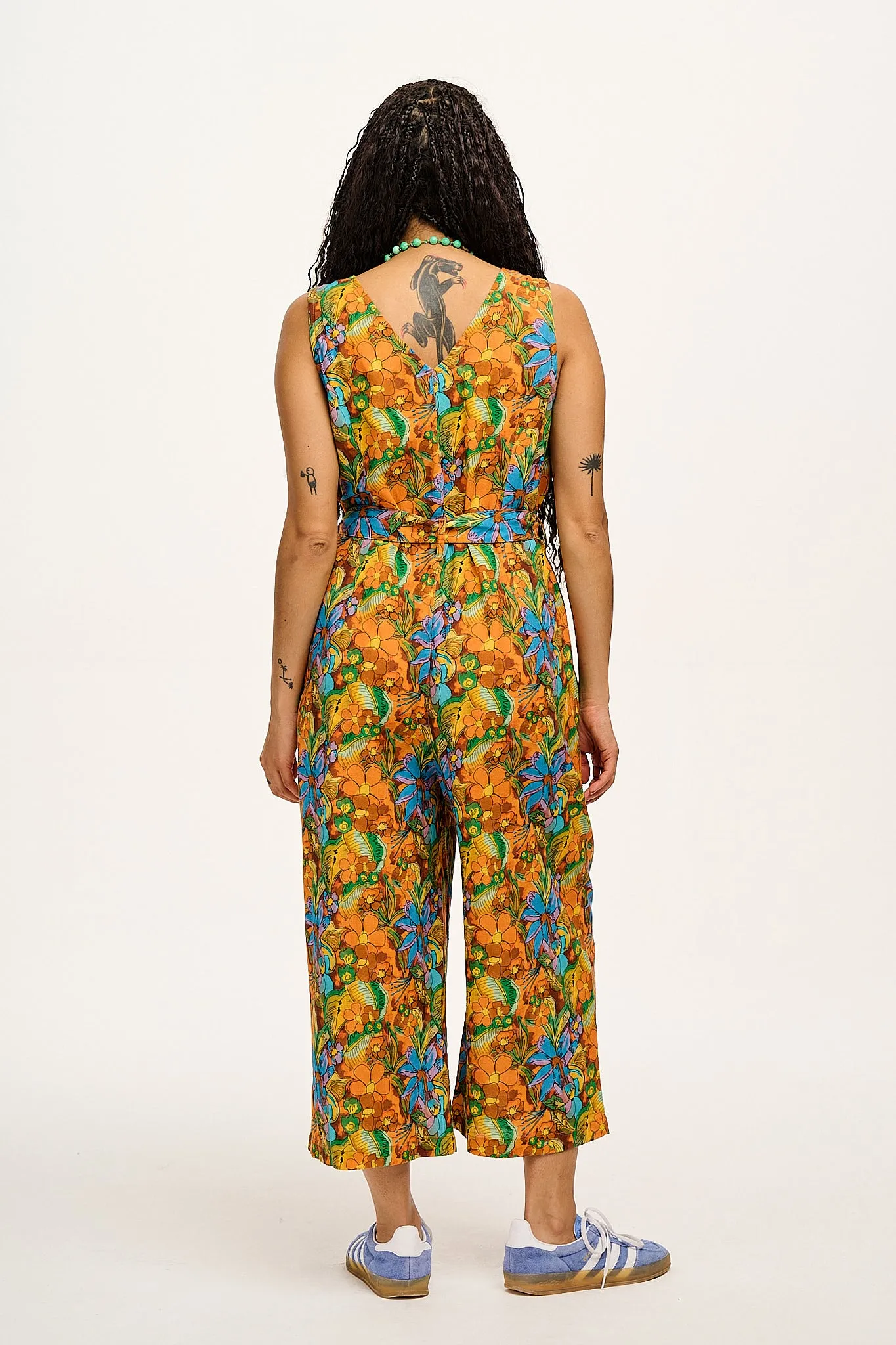 Finn - V-Neck Cotton & Linen Jumpsuit in Aloha Print sold by Lucy & Yak product image thumbnail 5