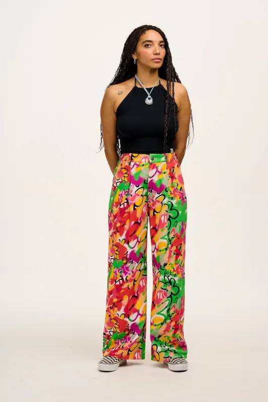 Cole - Baggy Wide Leg Twill Jeans in Hosier Print sold by Lucy & Yak