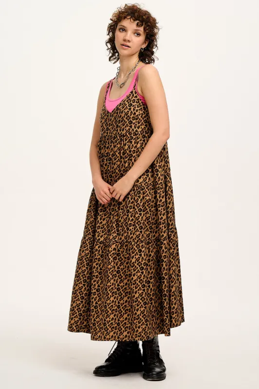 Mable Maxi Dress: TENCEL™ Lyocell - Leopard Print made by Lucy & Yak