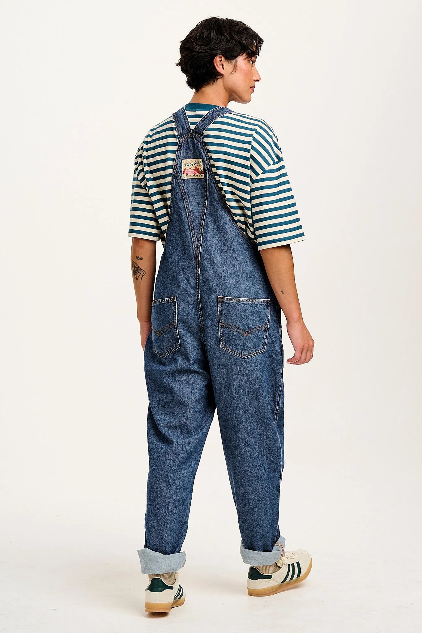 Reuben - Denim Dungarees in Mid Wash Blue sold by Lucy & Yak product image thumbnail 3