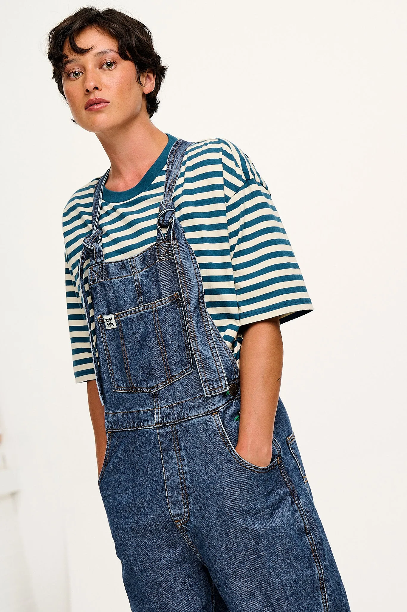Reuben - Denim Dungarees in Mid Wash Blue sold by Lucy & Yak product image thumbnail 2