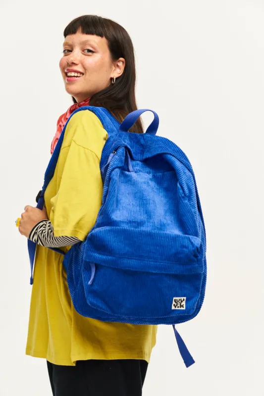 Kellie - Skater Corduroy Backpack in Cobalt Blue sold by Lucy & Yak