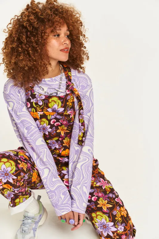 Reuben - Twill Dungaree in Azalea Print sold by Lucy & Yak